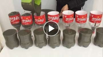 Build Beautiful And Easy Cement Flower Pots From Plastic Bottles 