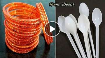 3 Super Home Decor Ideas using Plastic Spoons and Old Bangles 