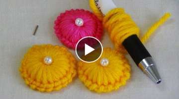 Hand Embroider Making Buttons with Wool