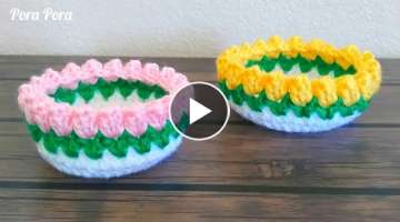 Crochet Tulip Basket I Crochet Flower Basket Tutorial
