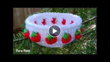 Crochet Strawberry Basket 