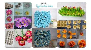 Flowers made with egg cups, recycled crafts