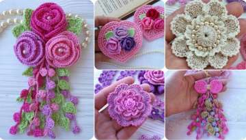 Beautiful easy crochet flowers with 4 designs
