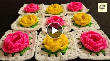 How to Crochet Rose granny square