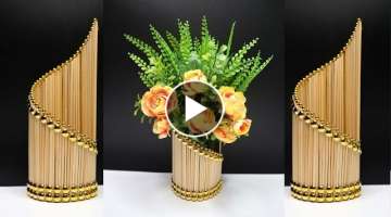 Ide Kreatif Vas bunga Cantik Dari Tusuk sate 