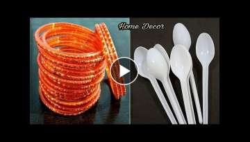 3 Super Home Decor Ideas using Plastic Spoons and Old Bangles 
