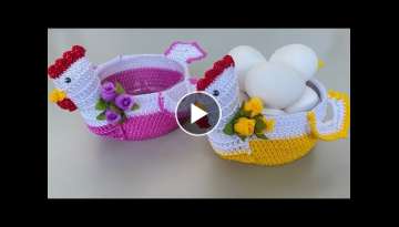 Galinha de crochê porta ovos com garrafa pet reciclável