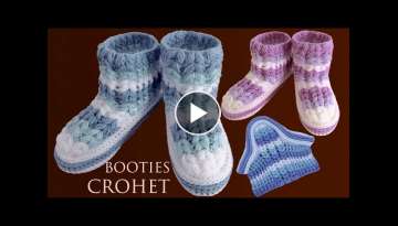 Zapatos Pantuflas a Crochet tamaño adulto Punto trenzas gruesas fácil de tejer con gancho