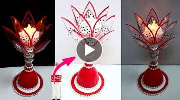DIY-Best out of waste Showpiece/Tealight holder made from Plastic Bottle