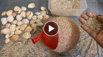 How To Make Flower Vase From Seashells And Sand 