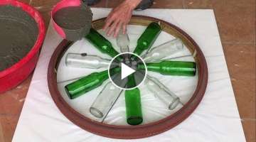 Make Coffee Table Glass bottle And Cement 