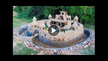 Build Beautiful Mud House Puppy & Fish Pond Around House Puppy [ Full Video ]